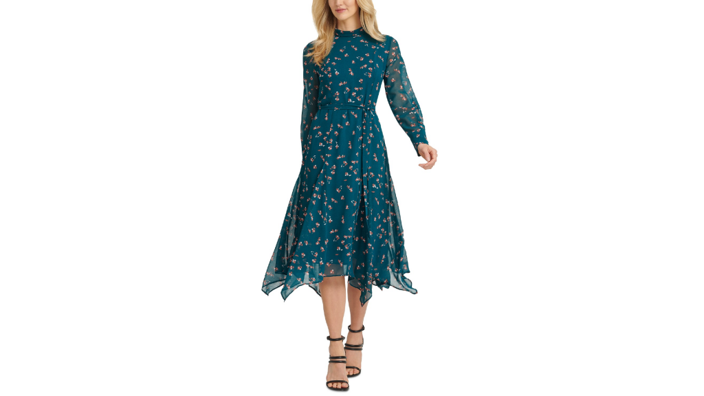 Macy's Sale: DKNY Tie-Belted Handkerchief-Hem Dress 