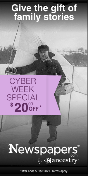 CYBER WEEK Final Flash Sale: $20 OFF Subscription at Newspapers.com